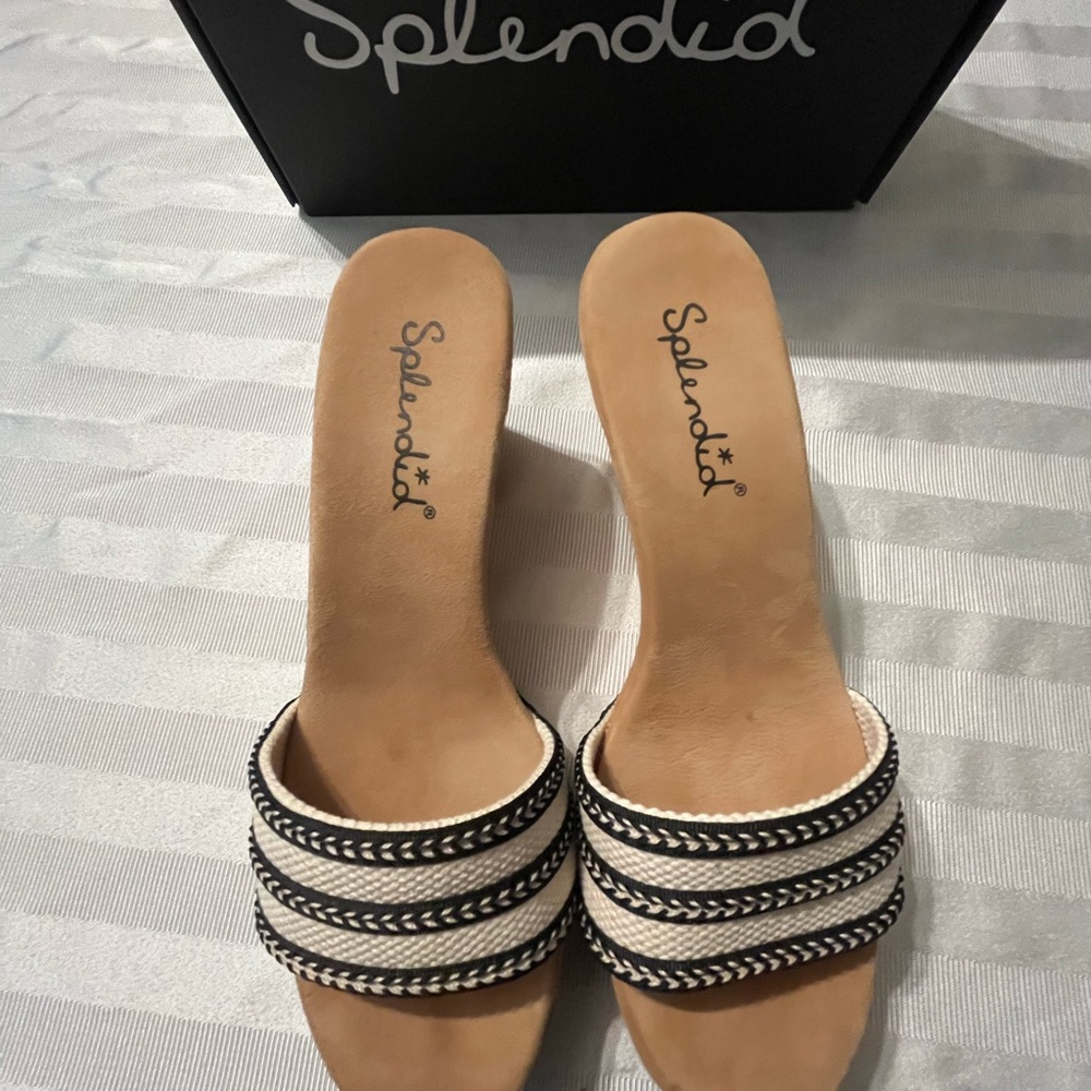 Splendid Black and Cream Striped Sandals